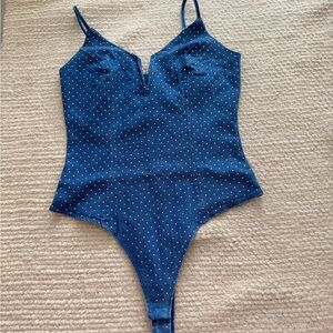 Blue Studded Bodysuit